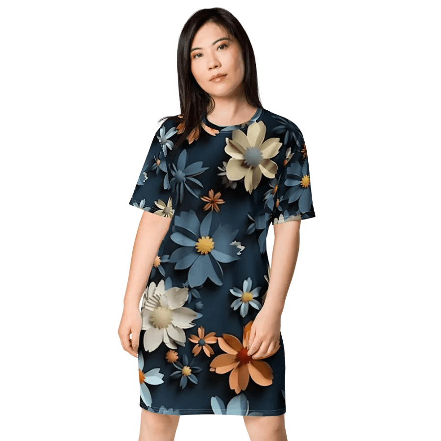 3D-Ditsy-Flowers-Seamless-Patterns T-shirt Dress - V4 product image (4)