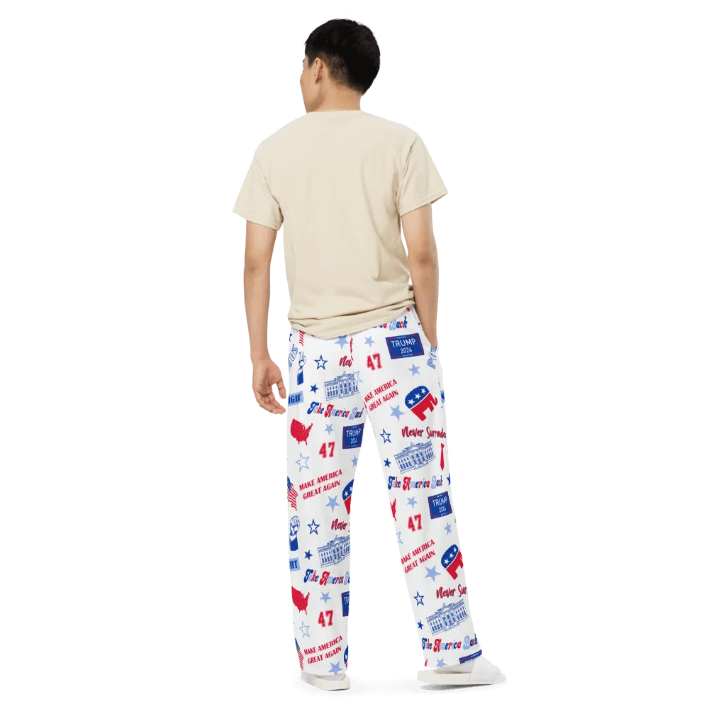 Trump 2024 Republican Patriot Make America Great Again White Pattern Unisex Pajama Pant product image (5)