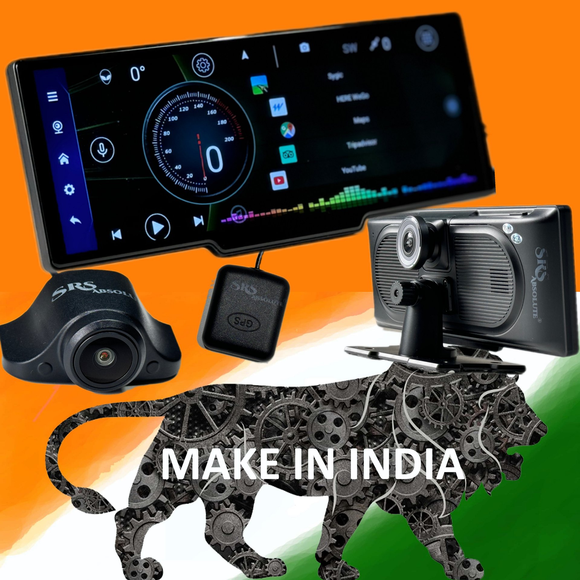 SRS ABSOLUTE Plug/Play 2K 4G Smart Dash Cam Android ADAS Wireless CarPlay GPS+Live Video Bluetooth WIFI HotSpot 1TB MicroSD Supp Map-Apps-PlayStore-MultiTask Steering Control Split Screen-Gen3 product image (3)