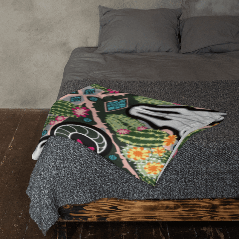 Western Americana Cacti Cow | Desert-Chic Throw Blanket in Soft Fleece product image (10)