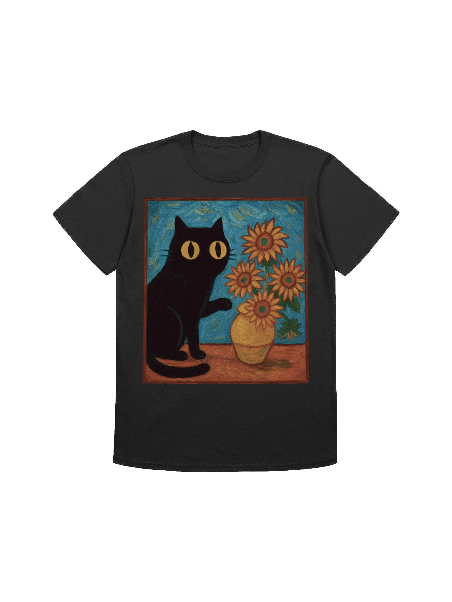 Sunflower Cat Van Gogh T-Shirt product image (5)