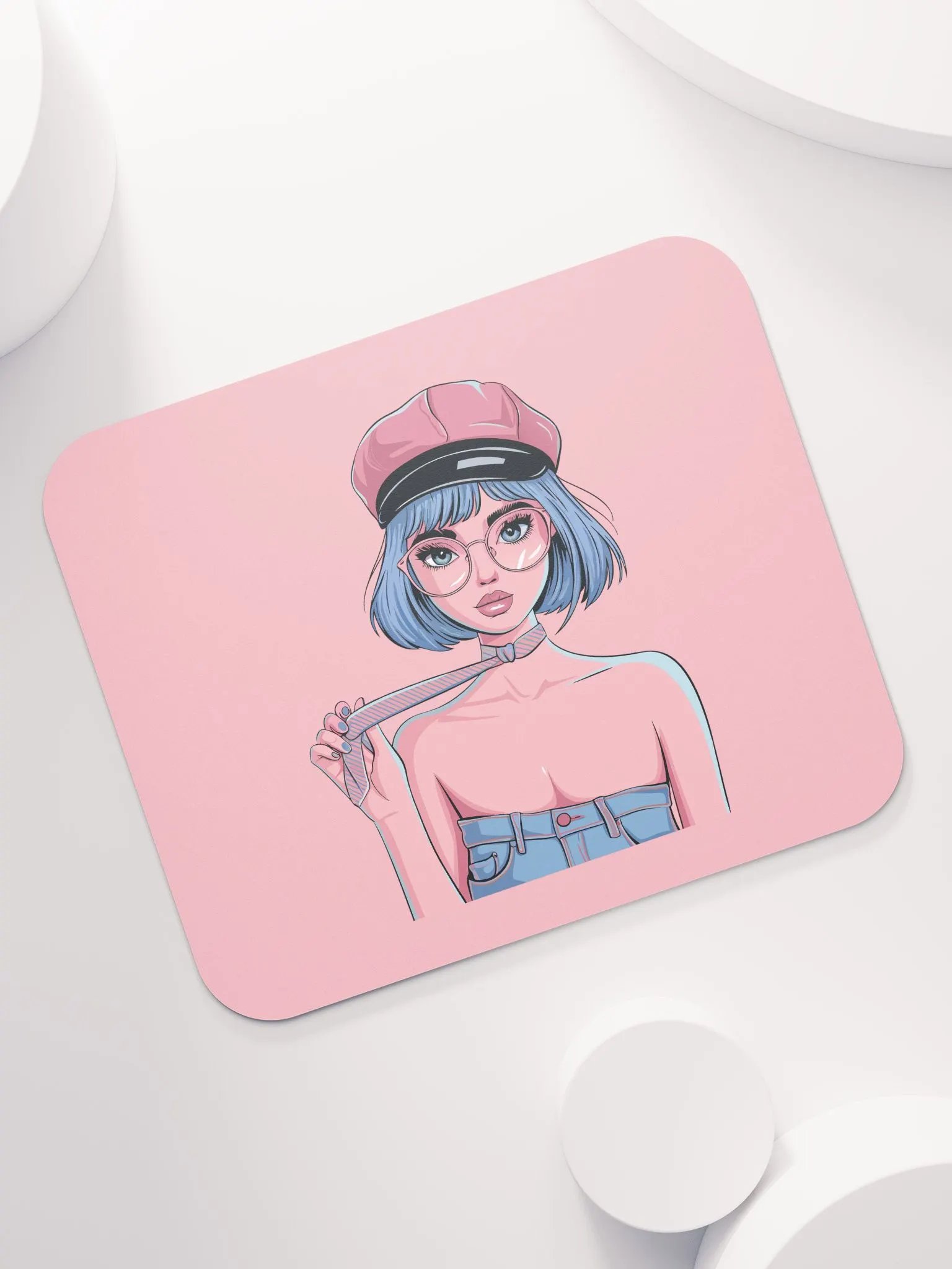 Chic Blue Hair Mouse Pad product image (7)