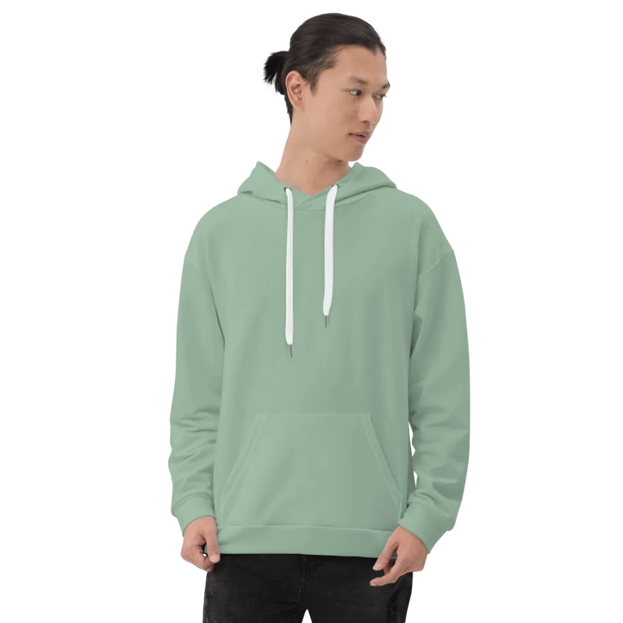 Plain Light Sage Green Soft Summer Unisex Recycled Polyester Heavyweight Premium Hoodie by Treasure Pie product image (9)