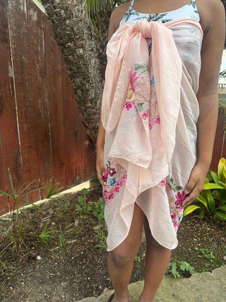 Sheer Embroidered Sarong - Pink product image (2)