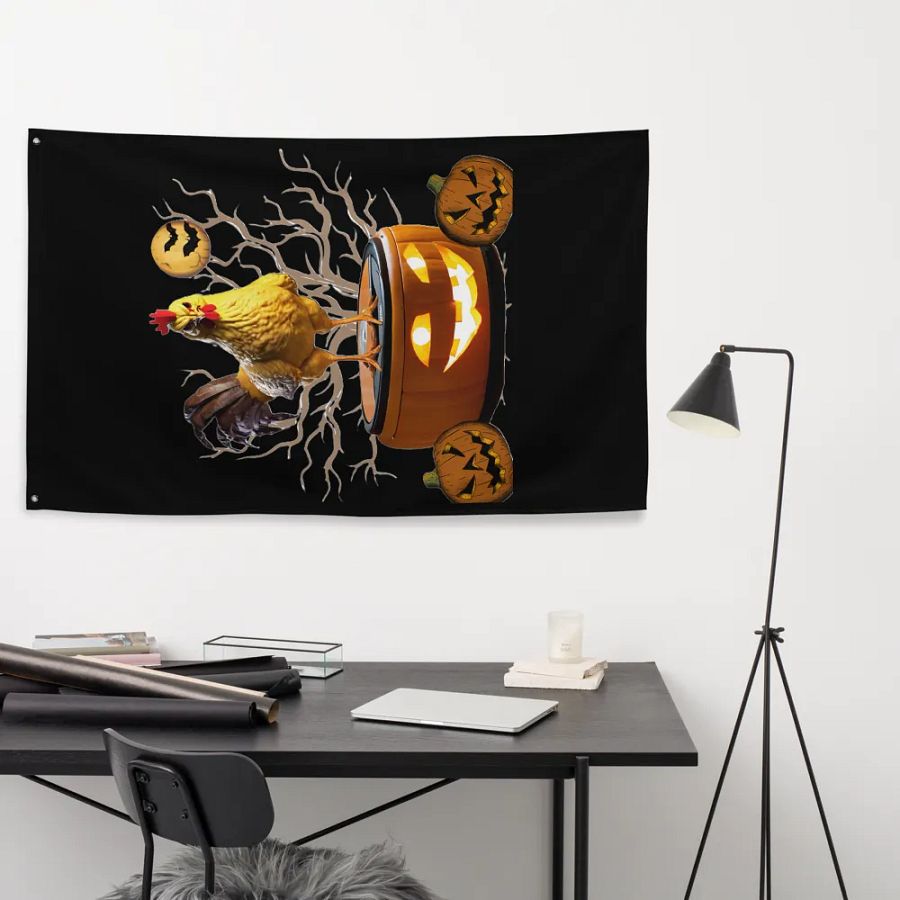 Rooster Rides Again Halloween Flag product image (11)