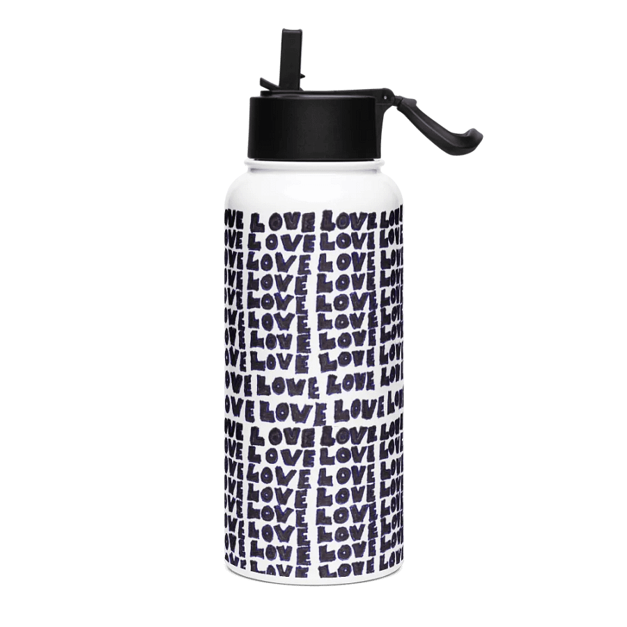 Love Stainless Steel Water Bottle with a Straw Lid in White product image (3)