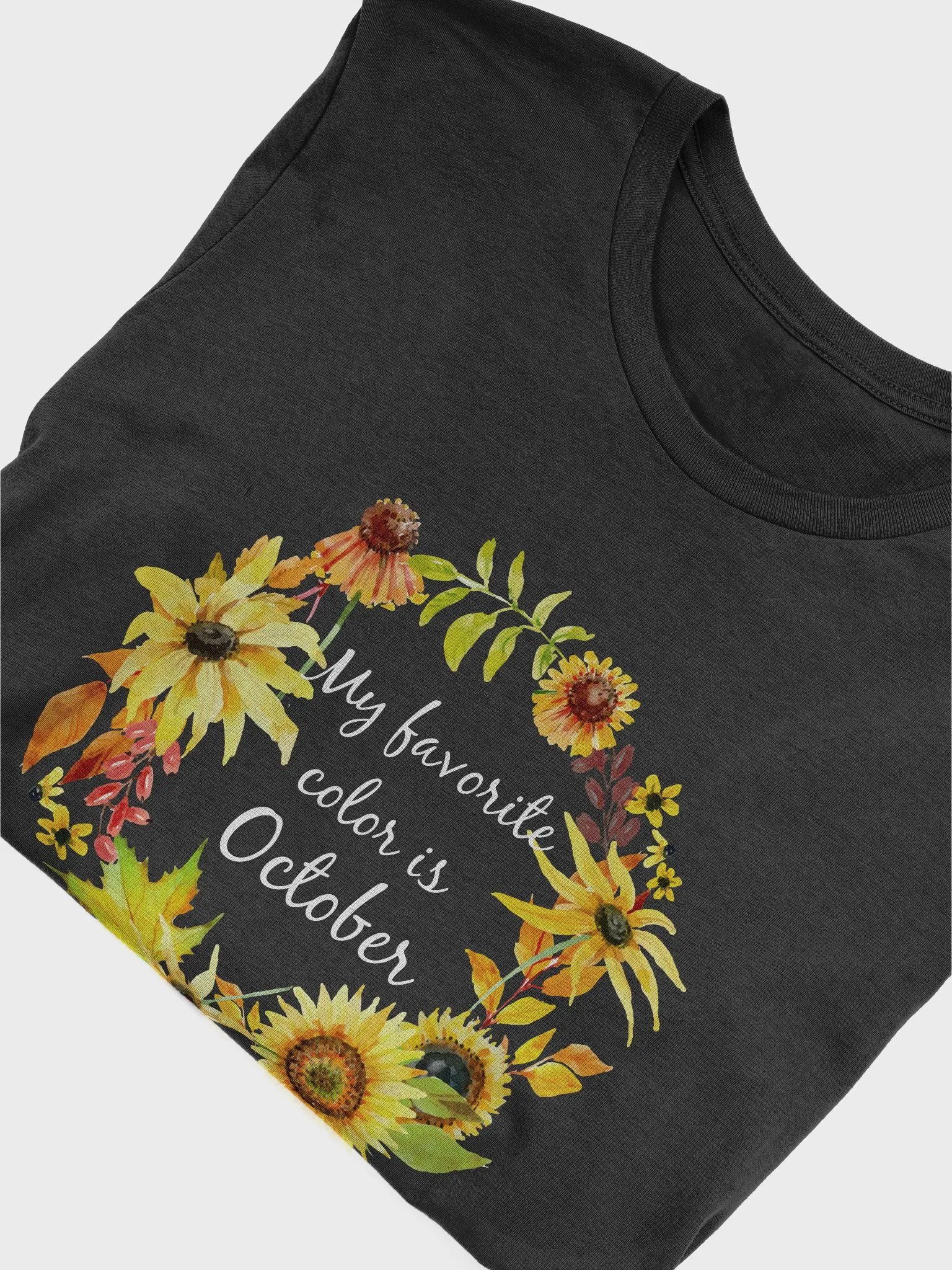 🌻 My Favorite Color is October T-Shirt | Autumn Floral Wreath Shirt | Cute Fall Season Tee product image (38)