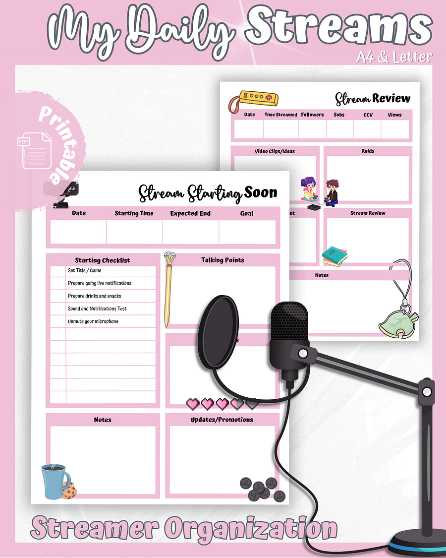 My Daily Stream Planner - Pink Edition | Cute & Functional Digital Download for Streamers product image (1)