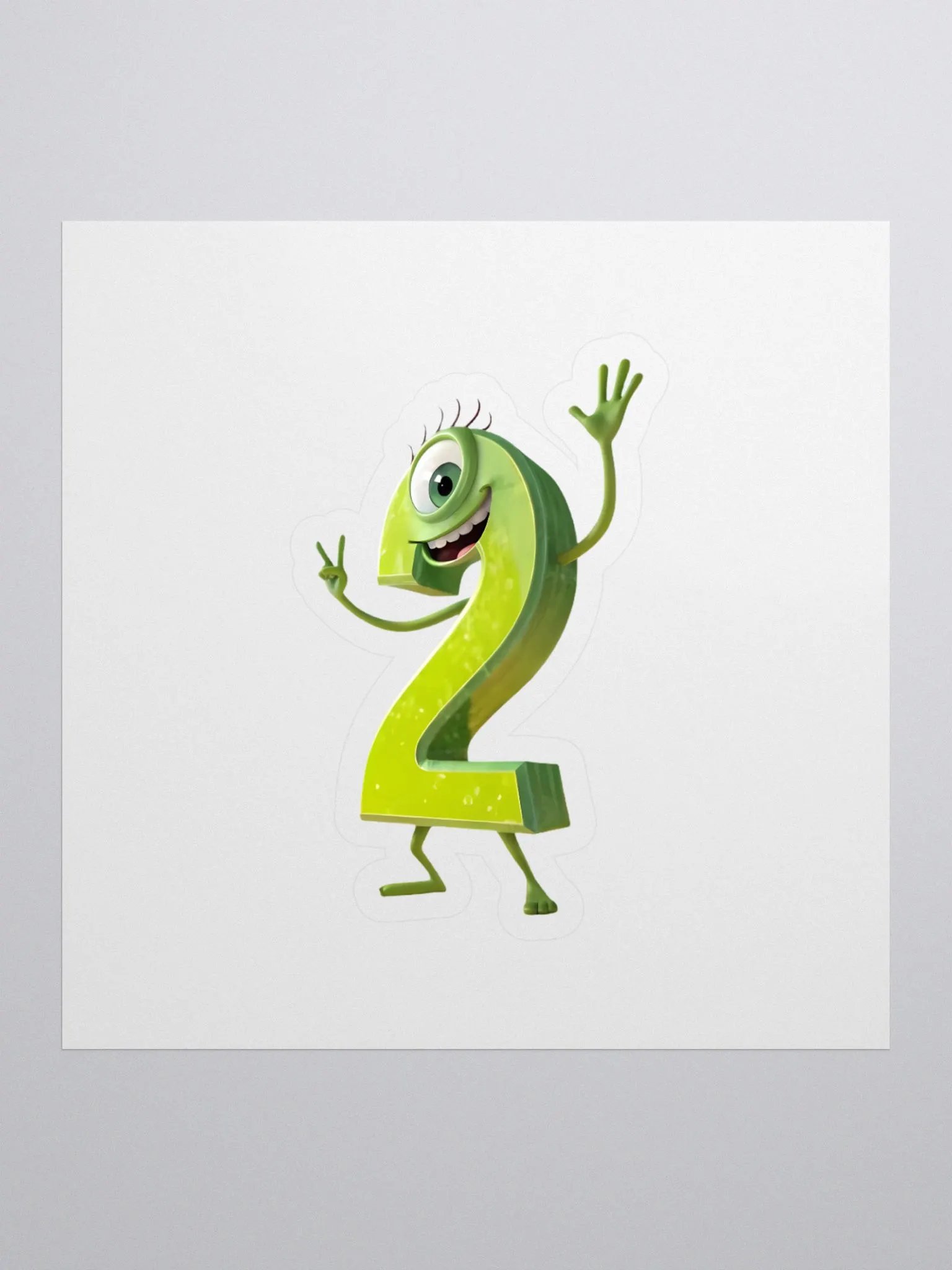 Green Number 2 Character Kiss Cut Stickers product image (1)