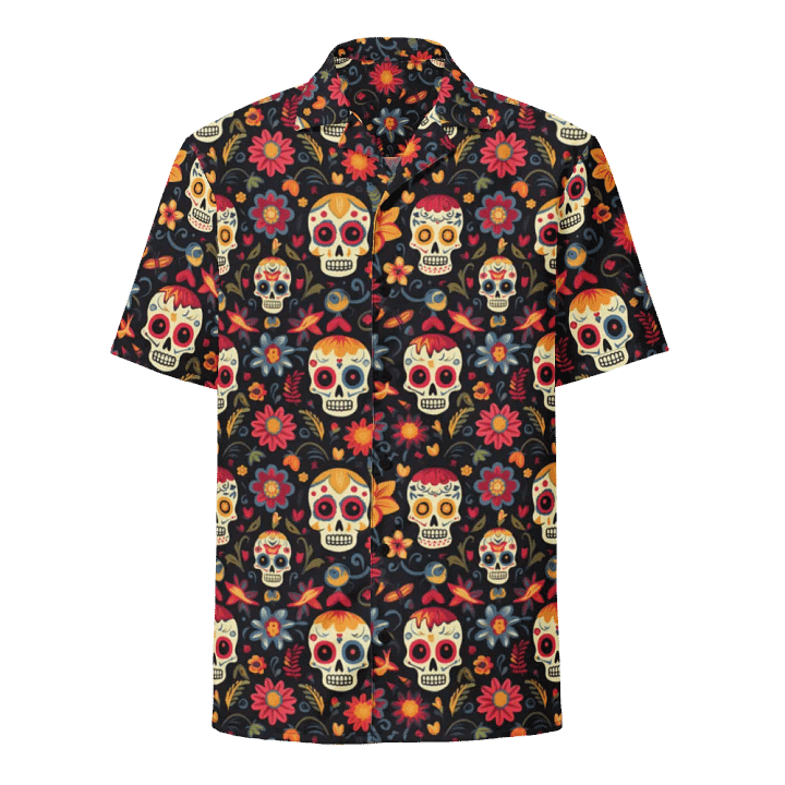 Sugar Skull Pattern-Seamless Day of the Dead Design Hawaiian Shirt product image (1)