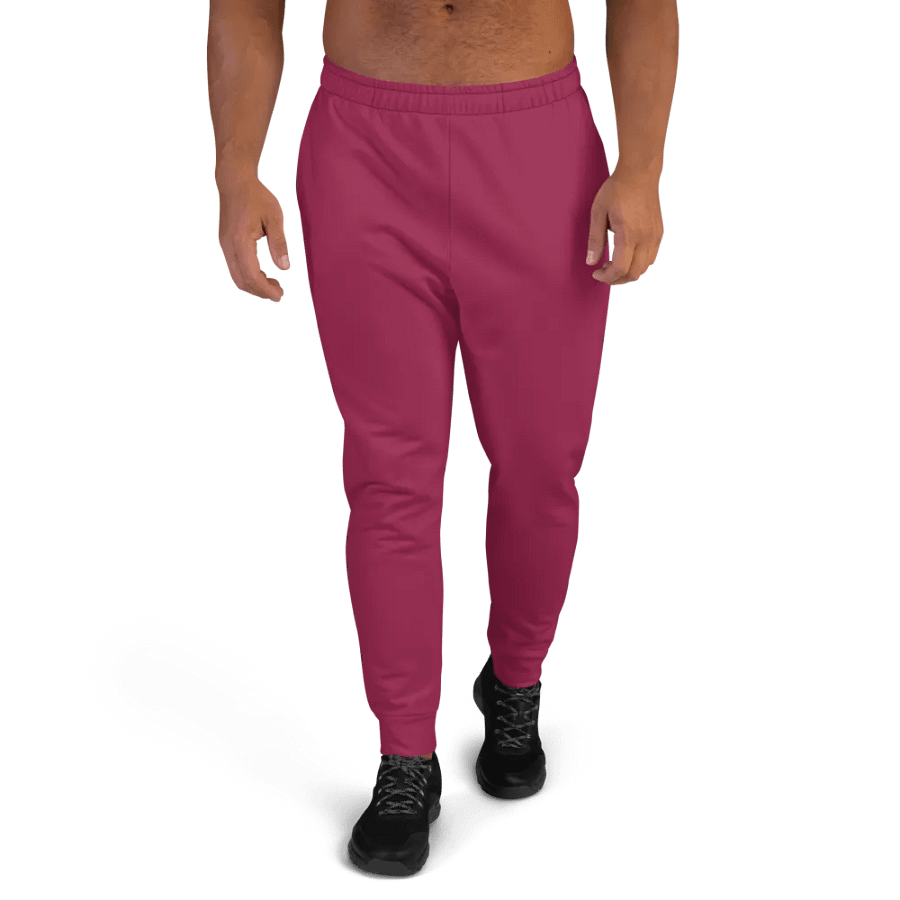Plain Dark Red True Summer Recycled Polyester Premium Men's Joggers by Treasure Pie product image (1)