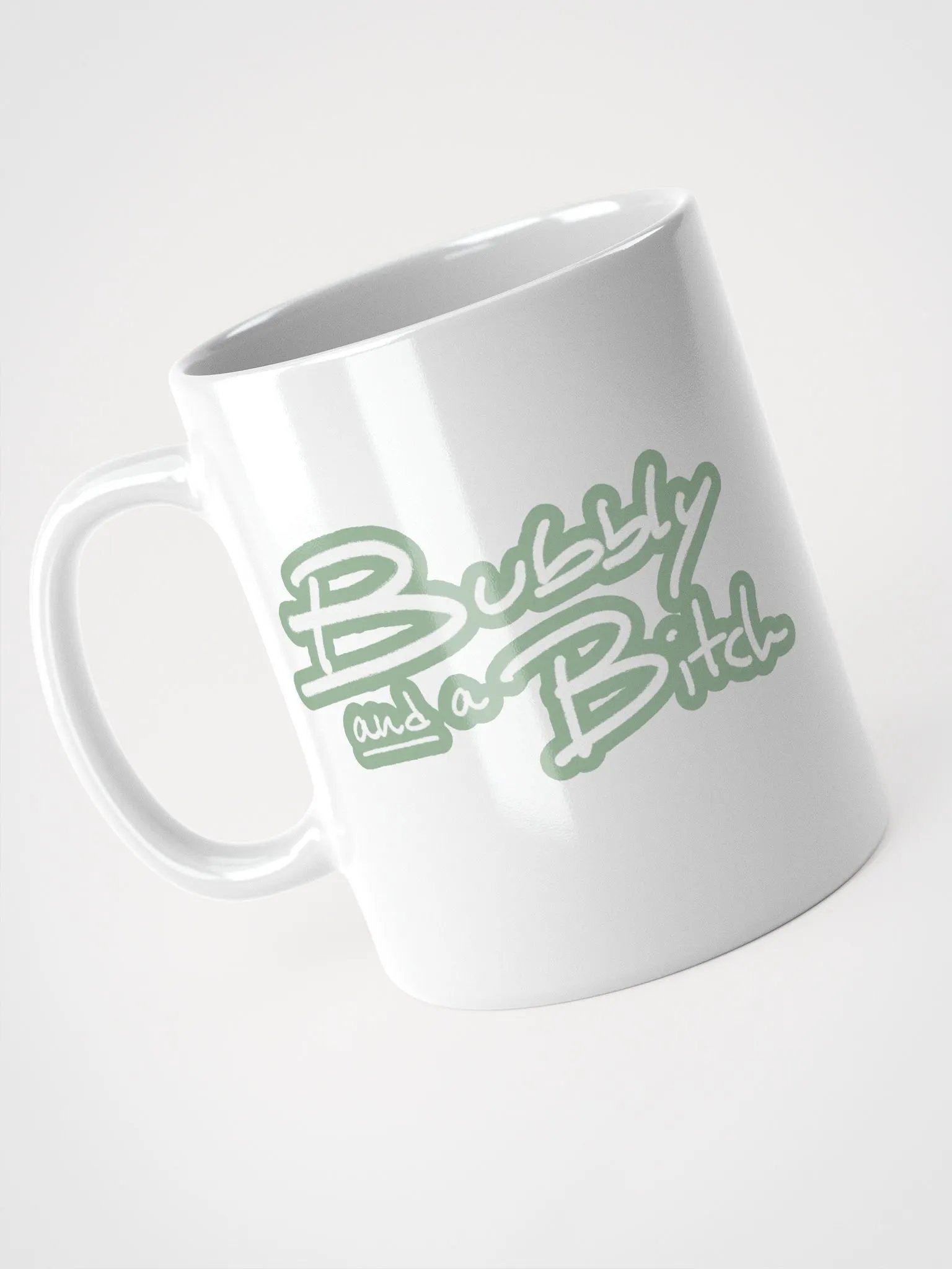 Bubbly and a B*tch (lined design, #96B697) glossy white mug product image (5)