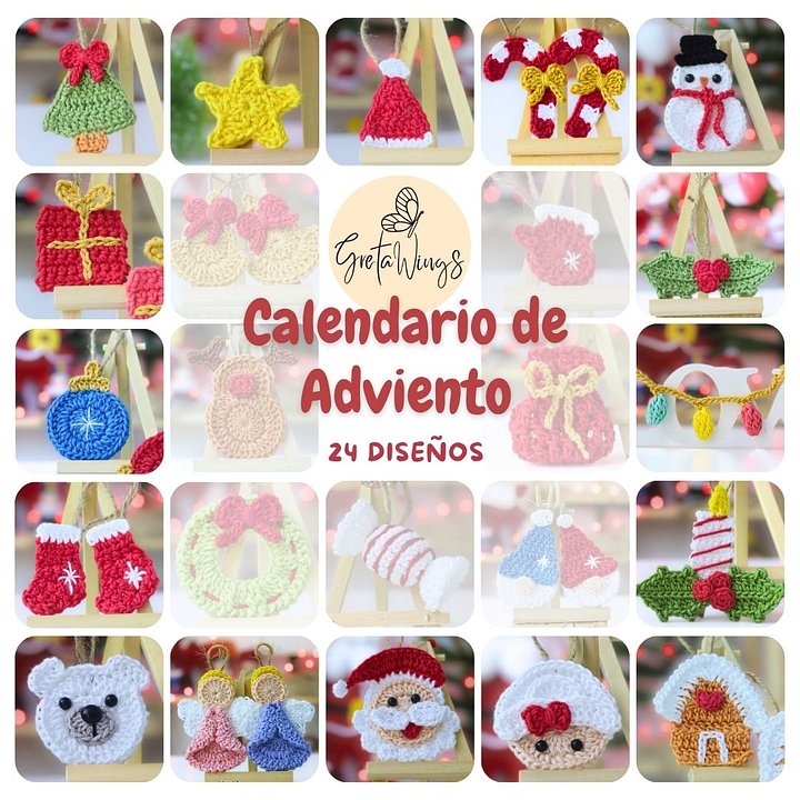 Mega Pack de Patrones de Crochet para Calendario de Adviento | 24 Adornos Navideños Mini Amigurumi Fáciles (Descarga Instantánea) product image (1)