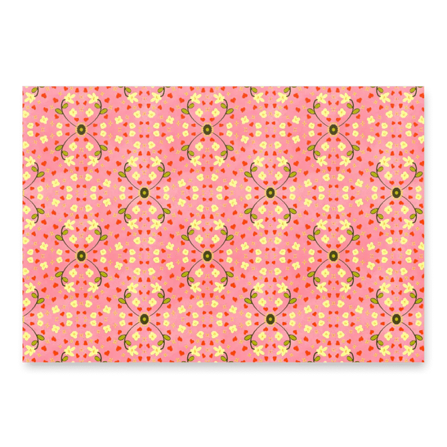 Hearts and Flowers Pink Wrapping Paper product image (1)
