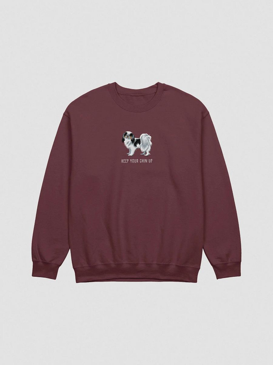 Keep Your Chin Up Sweatshirt (Embroidered) of a Japanese Chin(Tricolor) product image (4)