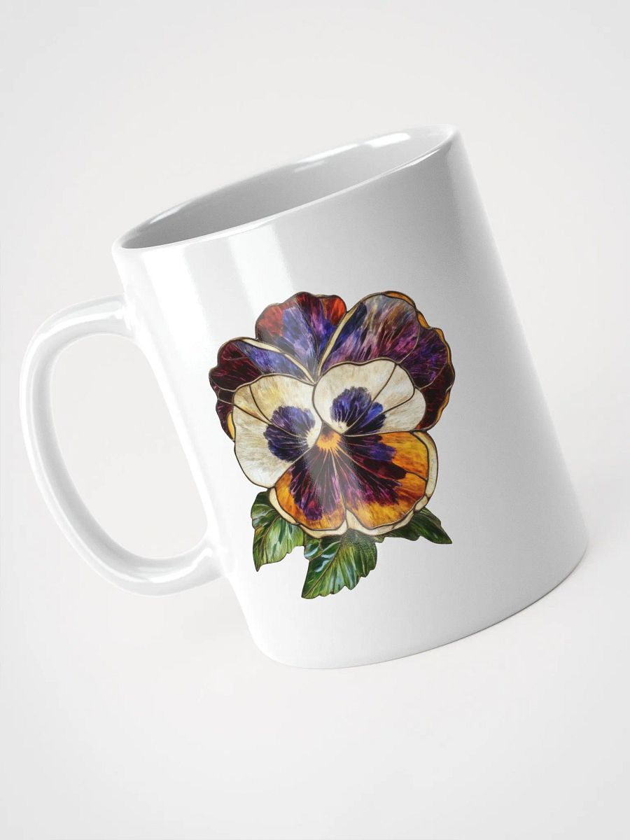 Stained Glass Pansy Paradise White Glossy Mug product image (9)
