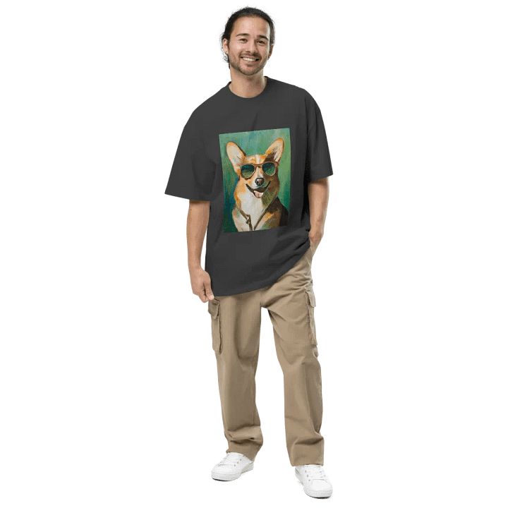Cool Corgi Sunglasses Painting - dogPXL Artistic series Oversized Faded T-Shirt product image (1)