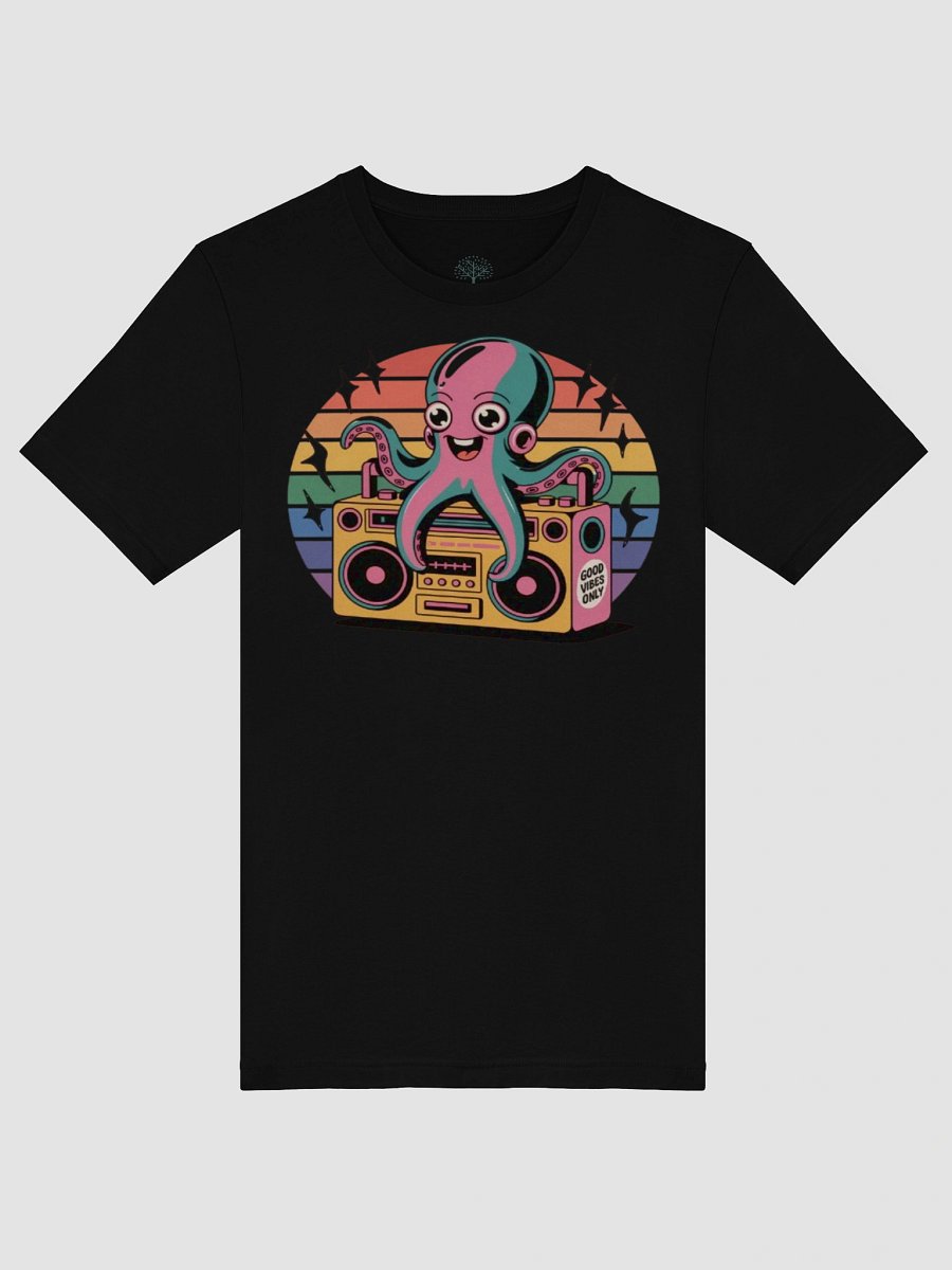 Unisex Supersoft Retro Octopus T-shirt with Boombox Design - Good Vibes Only | Graphic Grove product image (53)