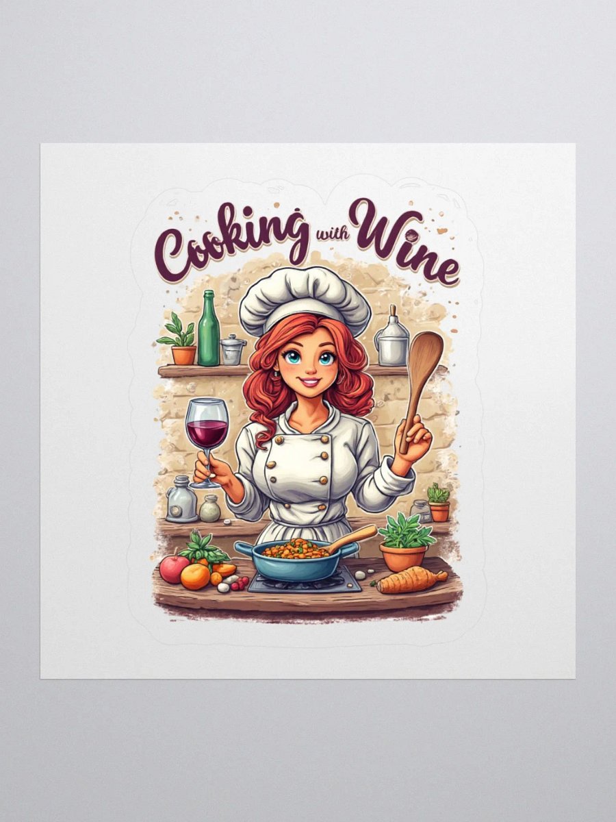 Cooking With Wine Chef Kiss Cut Stickers product image (1)