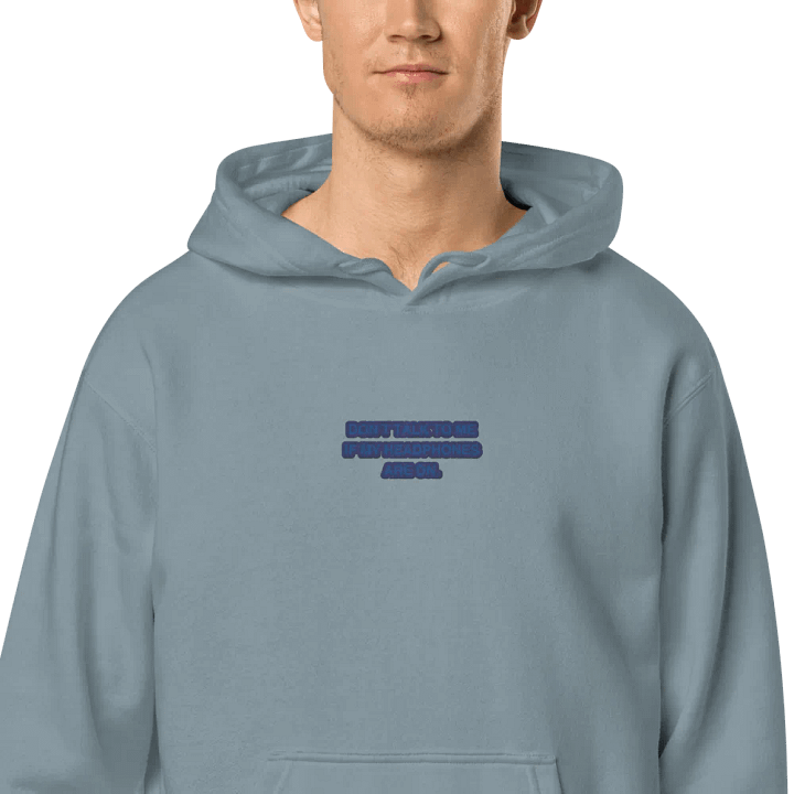 HEADPHONES ON (lake design) embroidered pigment hoodie product image (2)