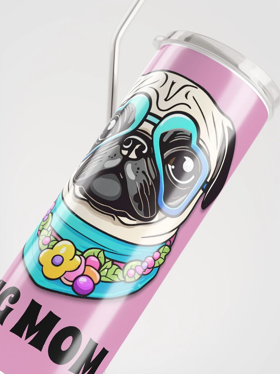 Retro Pug Mom Stainless Steel Tumbler With Straw - purple product image (6)