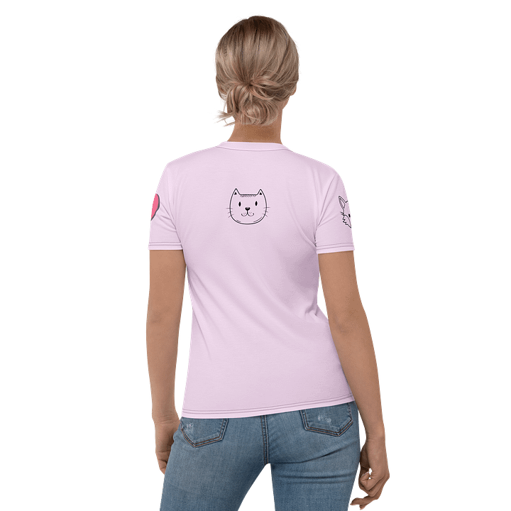 Girl with the cat (art by Dina R.) acrylic painting picture - Womens Crew Neck T-Shirt product image (1)