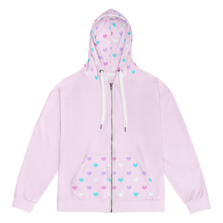 Pink Heart Pattern Hooded Jacket product image (1)