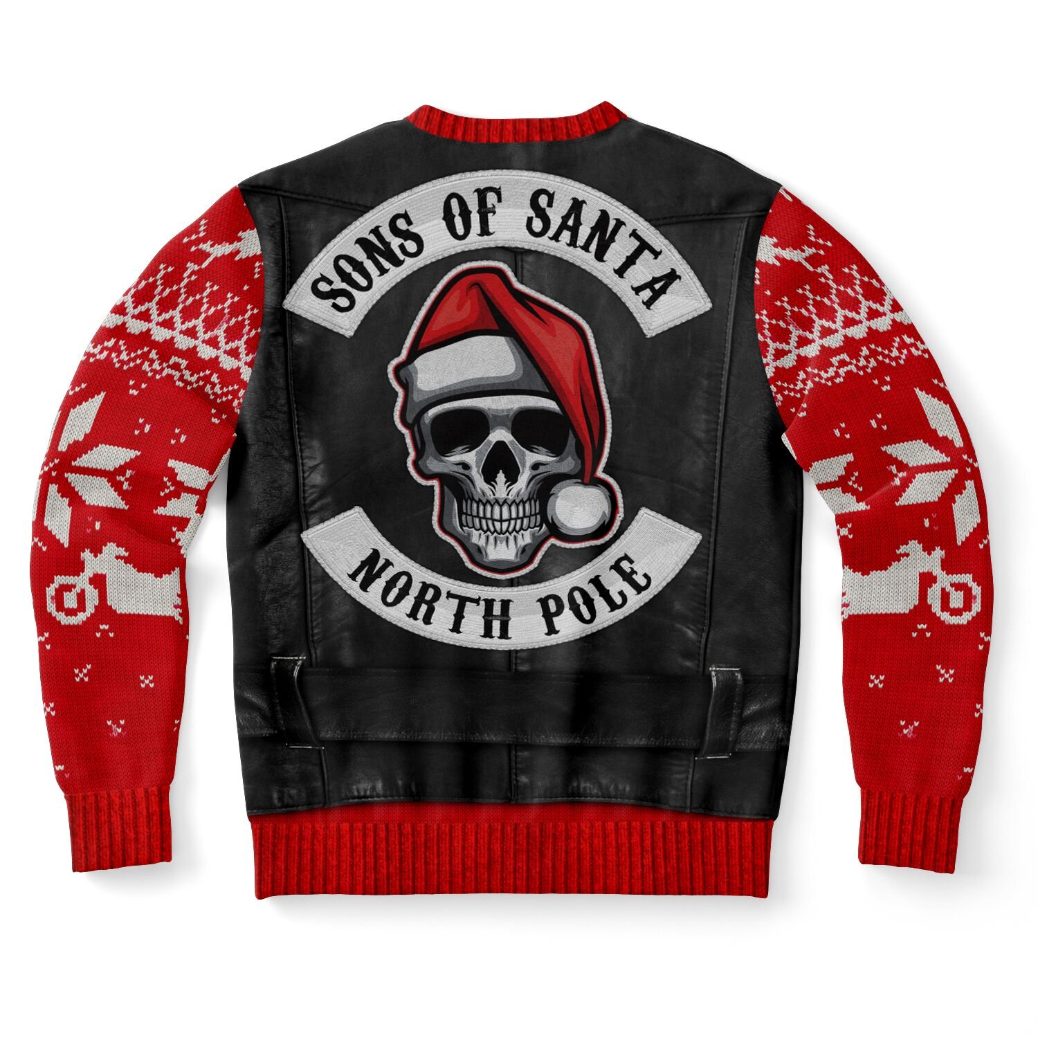 Biker Santa Christmas Sweater - Rebellious Holiday Leather Vest Design Ugly Christmas Sweater product image (10)