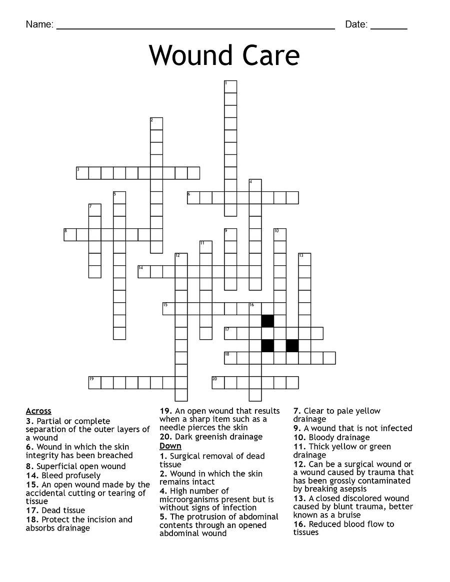 Wound Care Crossword Puzzle for Healthcare Education product image (3)