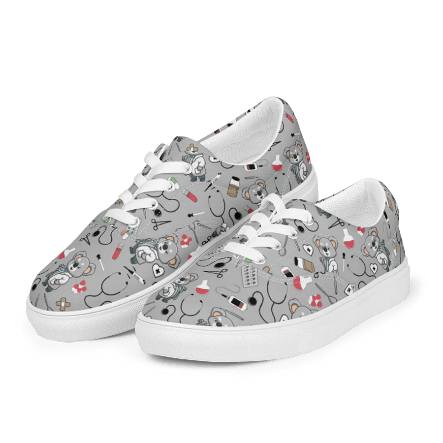 Cute Medical Koala Lace-up Canvas Shoes (Grey) product image (1)