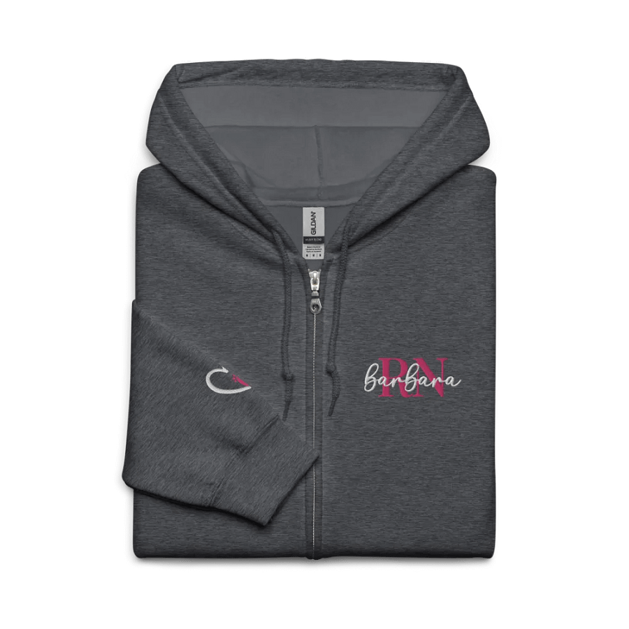 Personalized Embroidered Monogram Hooded Full Zip Jacket. (With Sleeve Element) product image (4)