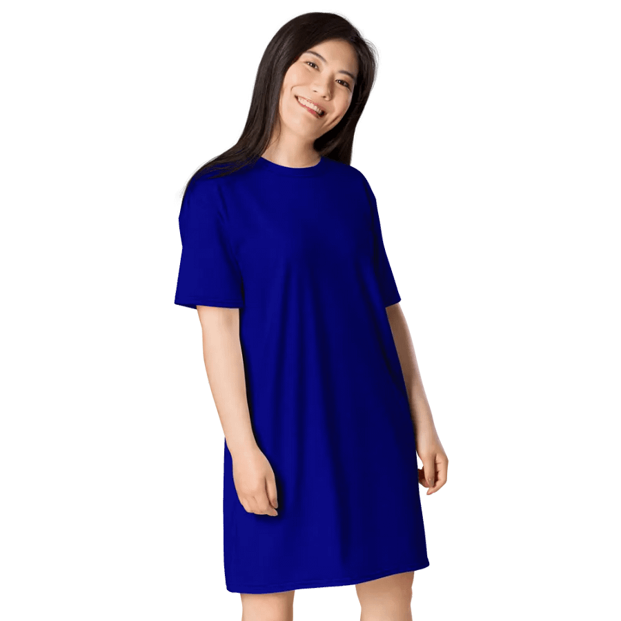 Plain Color Navy Blue T-Shirt Dress product image (4)