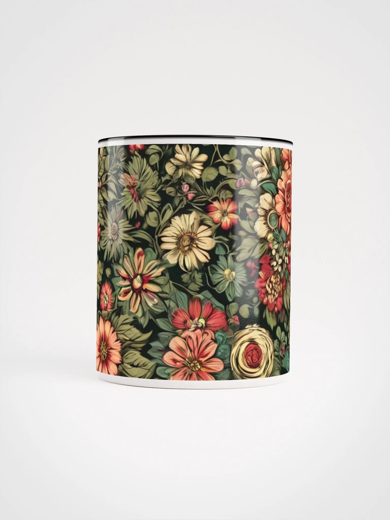 Coffee Mug with Color Inside - Wilted Boho Floral Design product image (4)