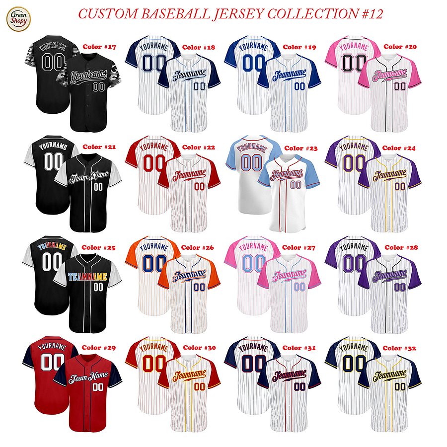 Authentic Baseball Jersey, Custom Baseball Jersey, Personalized Sport Jersey, Straight Lines 2 Colors Body and Sleeve product image (2)
