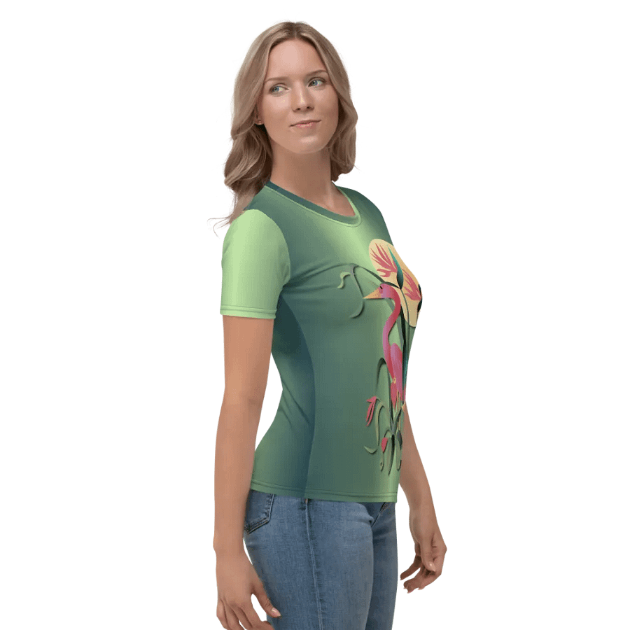 Tropical Floral Flamingo All Over Print T-shirt product image (4)