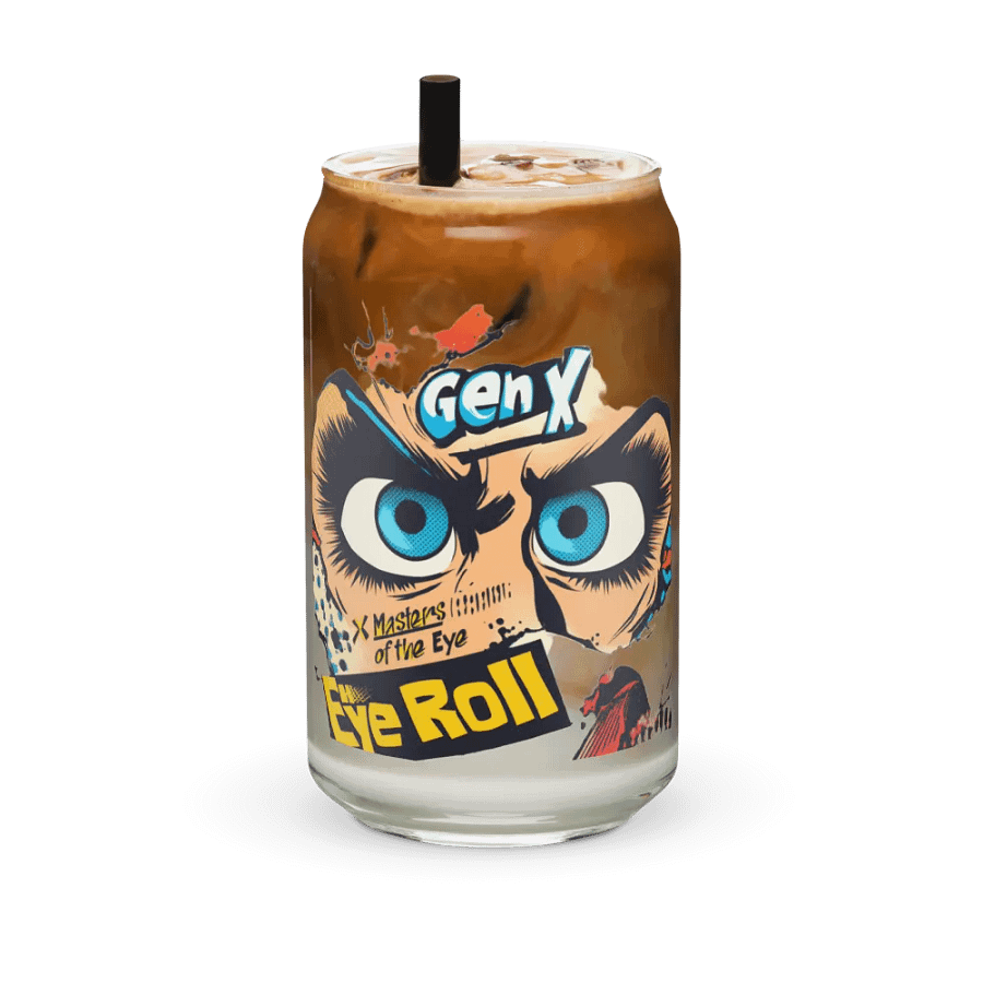 "Gen X Eye Roll Glass – Funny Drinking Glass with Retro Attitude!" product image (1)