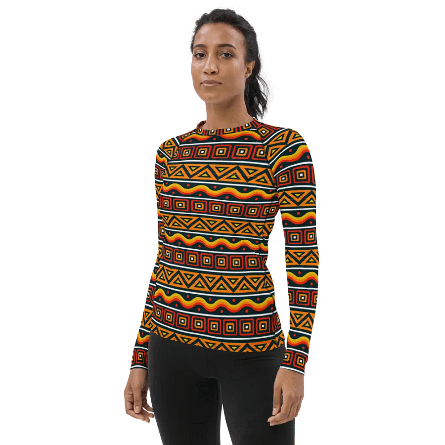 Elegant Essence: Flat African Pattern All-Over Print Women's Rash Guard product image (4)