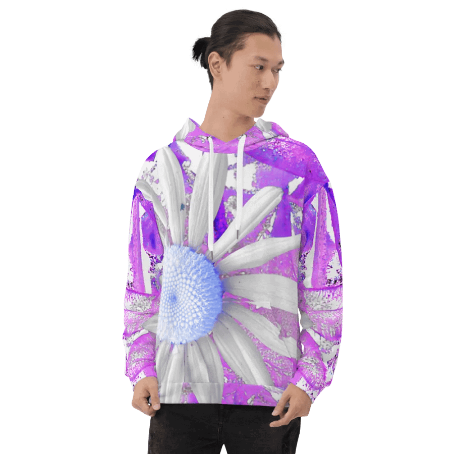 Cool Vivid Abstract Daisy Flower Unisex Pull Over Hoodie product image (8)