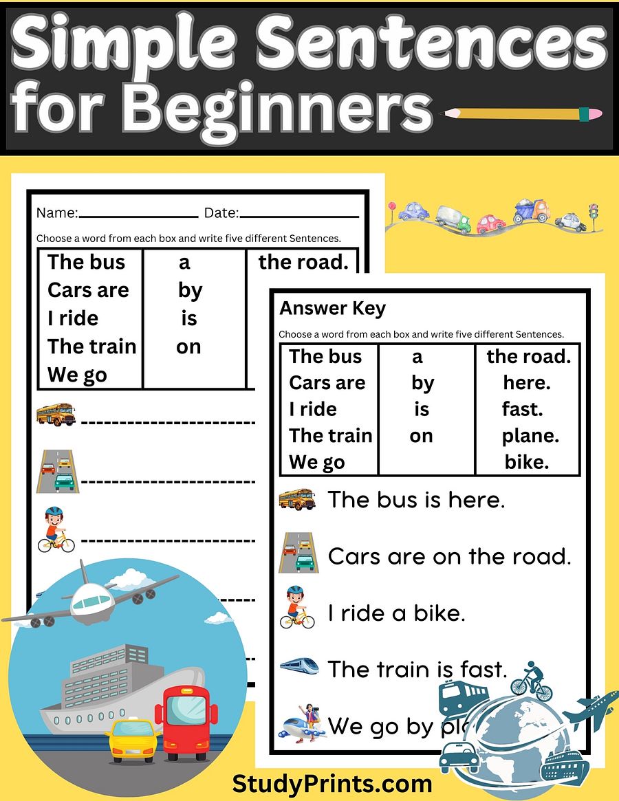 Learn About Transportation : Simple Sentences for Kids product image (1)