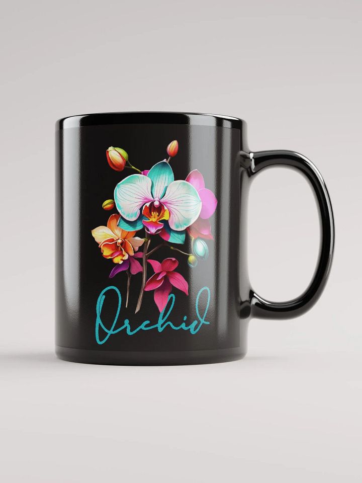 Floral Graphic | Black Coffee Mug | Orchid product image (2)