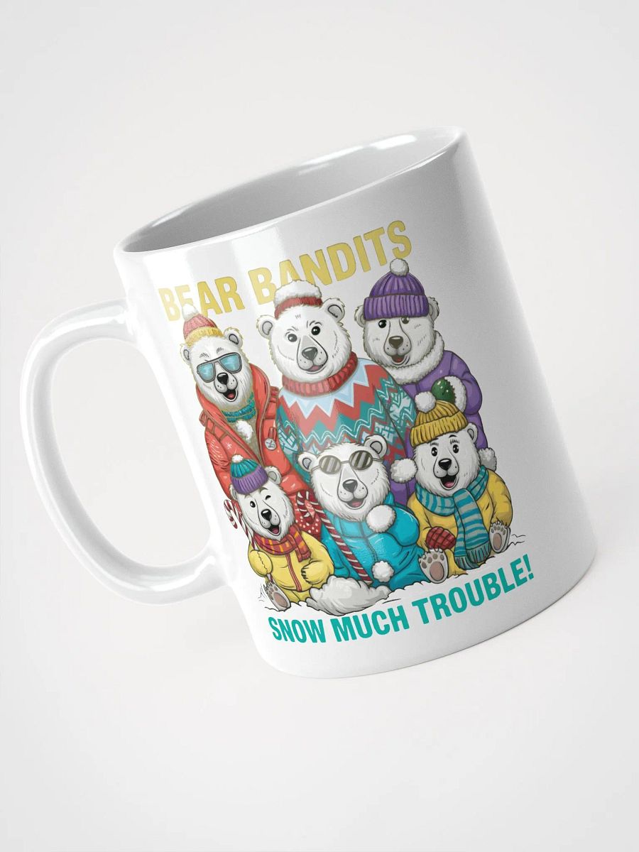 Bear Bandits of the North White Glossy Mug – Festive Polar Bear Design product image (9)