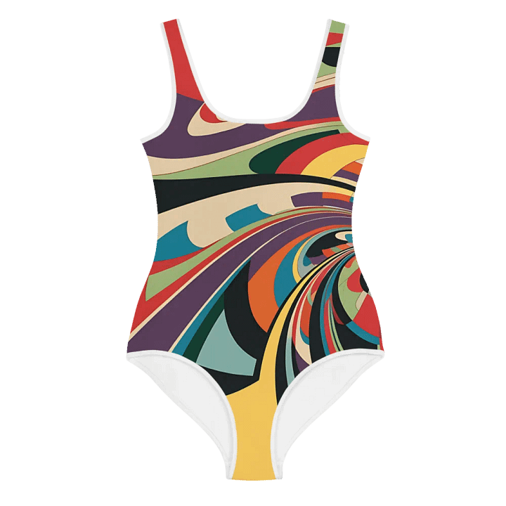 Abstract Lithographic Pattern Design Youth One Piece Swimsuit - V12 product image (1)
