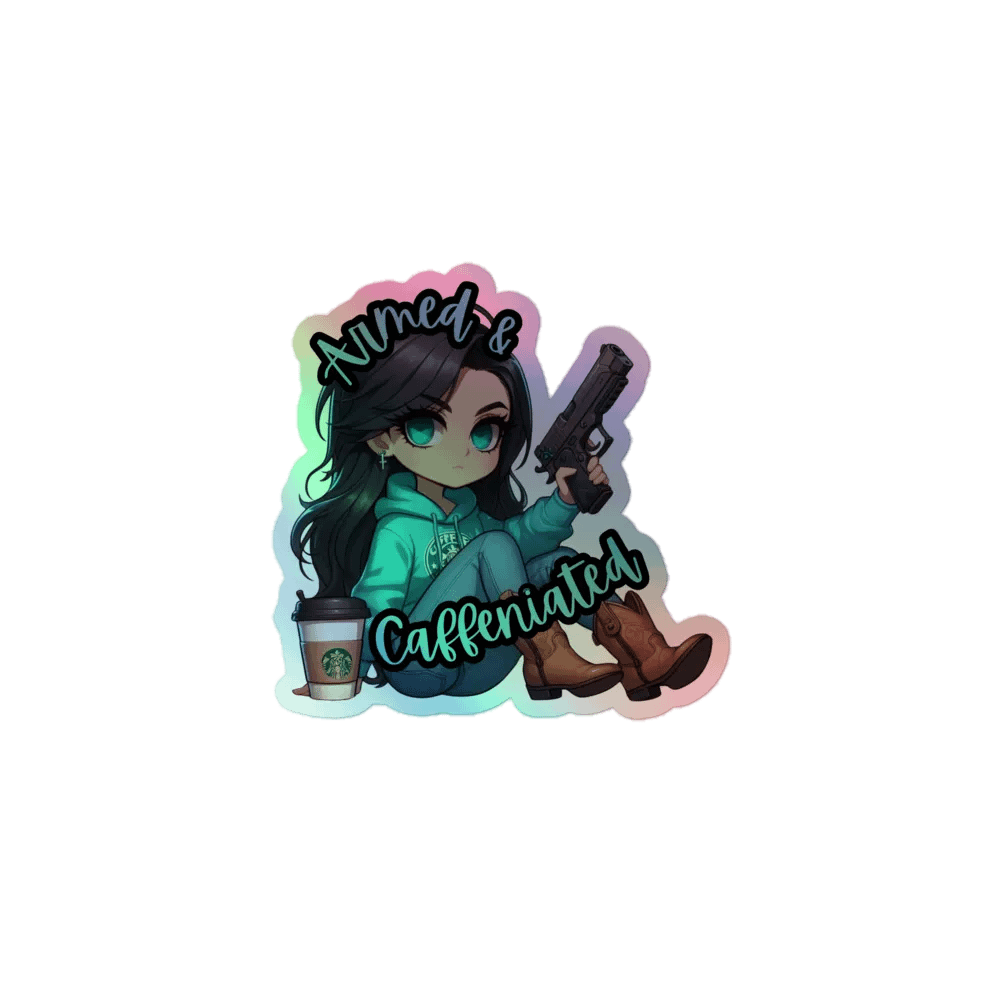 Armed & Caffeinated Holographic Sticker Sheet product image (1)
