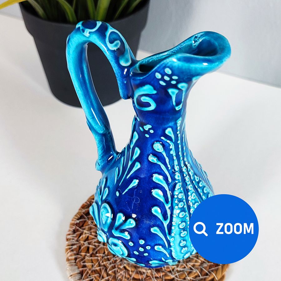 Ceramic turquoise jugs (bottle for oil), Turkish Iznik style (Ibrik vazo) — handmade pottery product image (6)