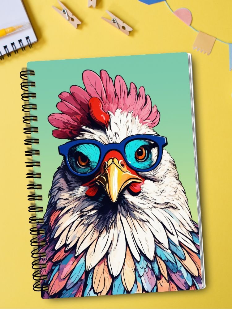 Colorful Chicken with Glasses Spiral Notebook product image (1)