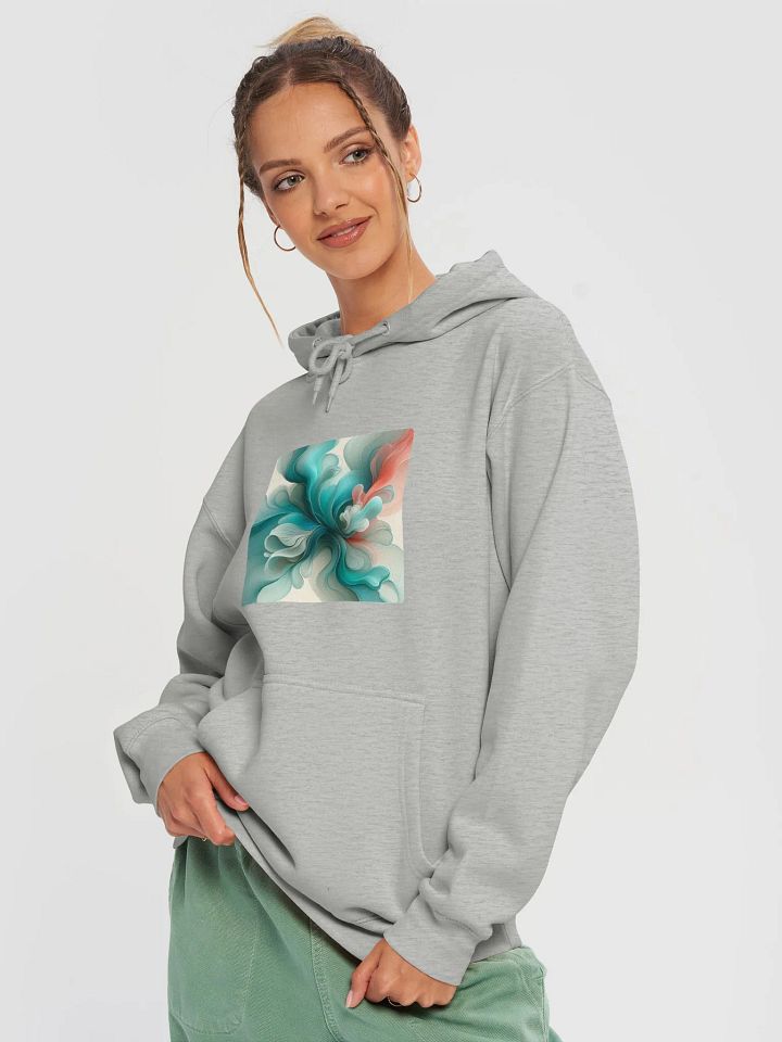 Swirling Teal Abstract Premium Hoodie | AI Design abstract fluid product image (1)