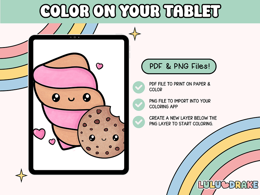 Sweet & Cute Kawaii Coloring Complete eBook, 50 Pages ★ DIGITAL ★ product image (5)