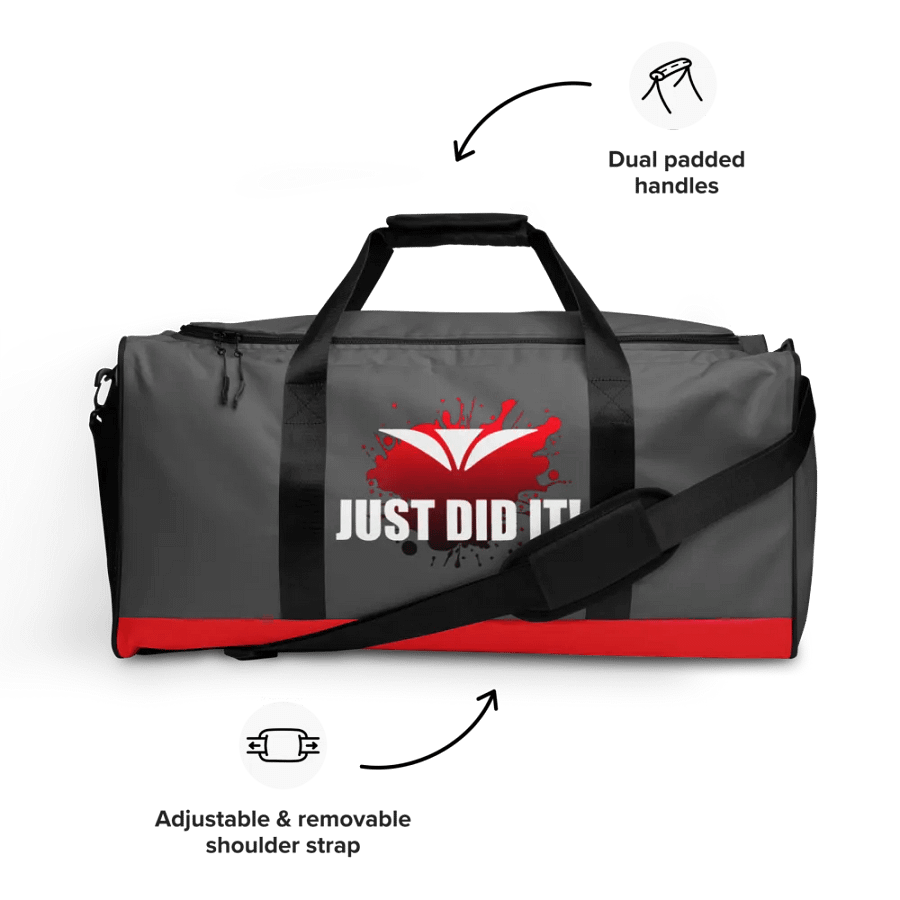 Just Did It! Red Splatter Gray Duffle Bag product image (9)