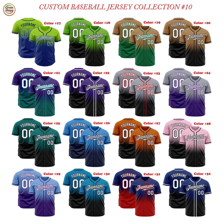 Authentic Gradient Fashion Baseball Jersey Up Down Colors with Line, Personalized Sport Jersey, Two Tones product image (2)