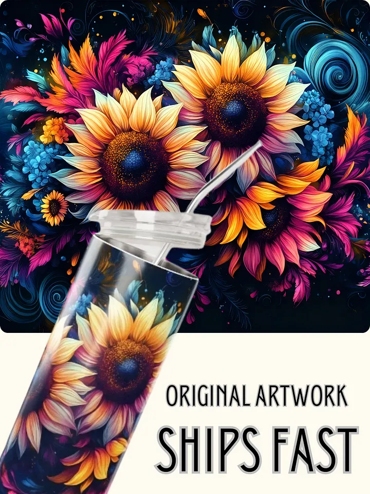 Sunflower Swirl Stainless Steel Tumbler product image (1)